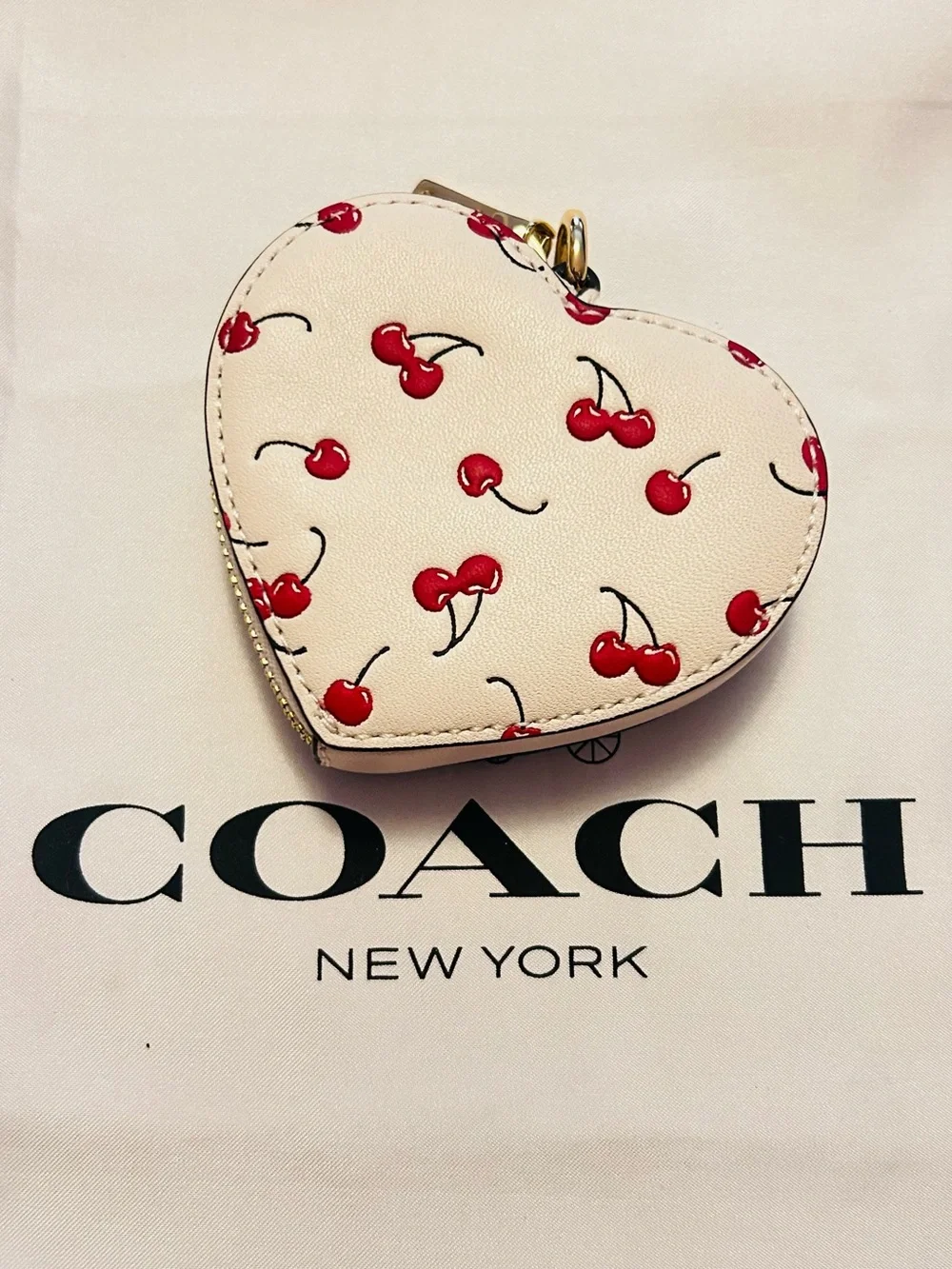 Coach Cherry Heart Coin Purse Wallet Keychain/ Bag Charm